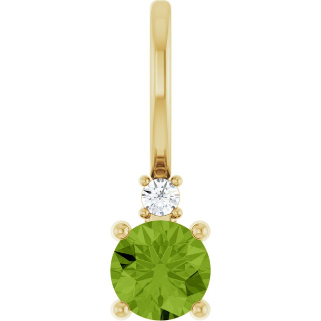 14K Natural Gemstone & .015 CT Natural Diamond Charm/Pendant