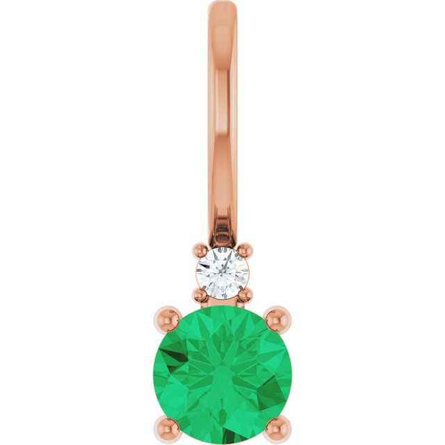 14K Natural Gemstone & .015 CT Natural Diamond Charm/Pendant