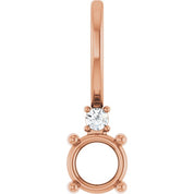 14K Rose 4 mm Round .015 CT Natural Diamond Semi-Set Charm/Pendant
