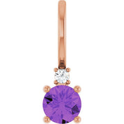 14K Natural Gemstone & .015 CT Natural Diamond Charm/Pendant