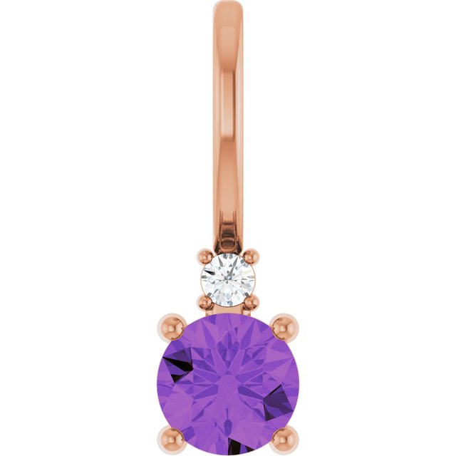 14K Natural Gemstone & .015 CT Natural Diamond Charm/Pendant