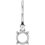 Sterling Silver 4 mm Round .015 CT Natural Diamond Semi-Set Charm/Pendant