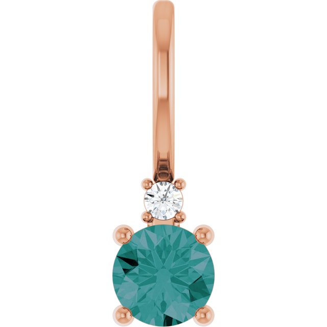 14K Natural Gemstone & .015 CT Natural Diamond Charm/Pendant
