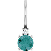 14K Natural Gemstone & .015 CT Natural Diamond Charm/Pendant