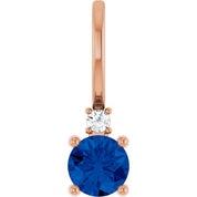 14K Natural Gemstone & .015 CT Natural Diamond Charm/Pendant
