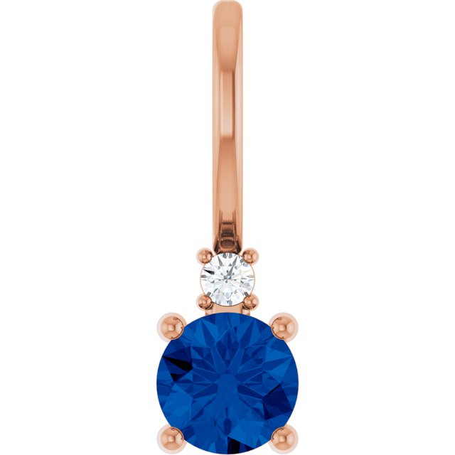 14K Natural Gemstone & .015 CT Natural Diamond Charm/Pendant