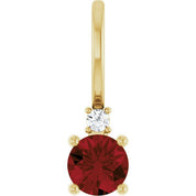 14K Natural Gemstone & .015 CT Natural Diamond Charm/Pendant