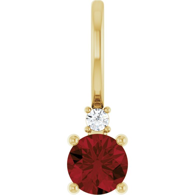 14K Natural Gemstone & .015 CT Natural Diamond Charm/Pendant
