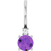 Sterling Silver Natural Amethyst & .015 CT Natural Diamond Charm/Pendant
