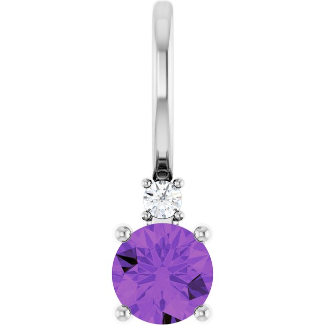 Sterling Silver Natural Amethyst & .015 CT Natural Diamond Charm/Pendant