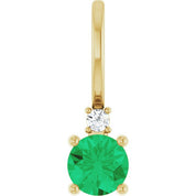14K Natural Gemstone & .015 CT Natural Diamond Charm/Pendant