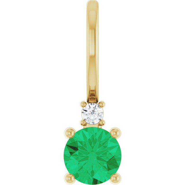 14K Natural Gemstone & .015 CT Natural Diamond Charm/Pendant