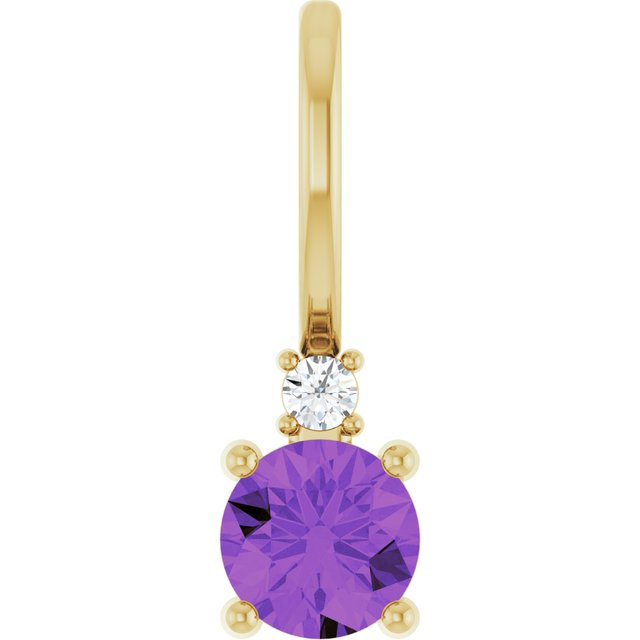14K Natural Gemstone & .015 CT Natural Diamond Charm/Pendant