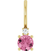 14K Natural Gemstone & .015 CT Natural Diamond Charm/Pendant