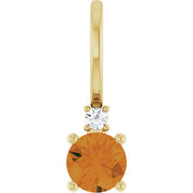 14K Natural Gemstone & .015 CT Natural Diamond Charm/Pendant