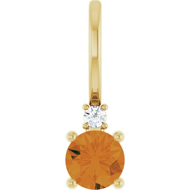 14K Natural Gemstone & .015 CT Natural Diamond Charm/Pendant