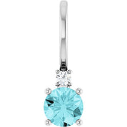 14K Natural Gemstone & .015 CT Natural Diamond Charm/Pendant