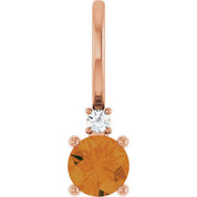 14K Natural Gemstone & .015 CT Natural Diamond Charm/Pendant