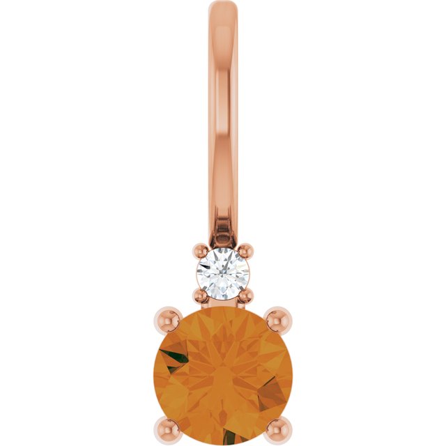 14K Natural Gemstone & .015 CT Natural Diamond Charm/Pendant