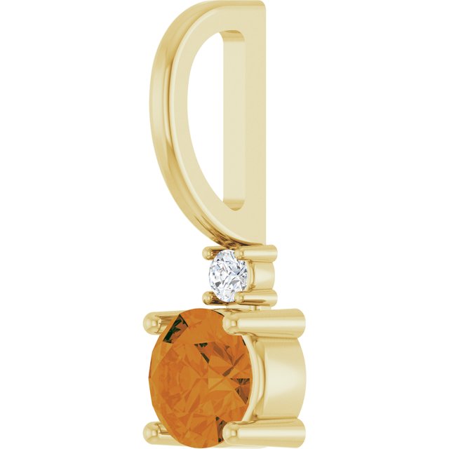 14K Natural Gemstone & .015 CT Natural Diamond Charm/Pendant