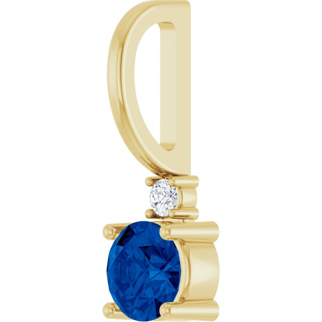 14K Natural Gemstone & .015 CT Natural Diamond Charm/Pendant