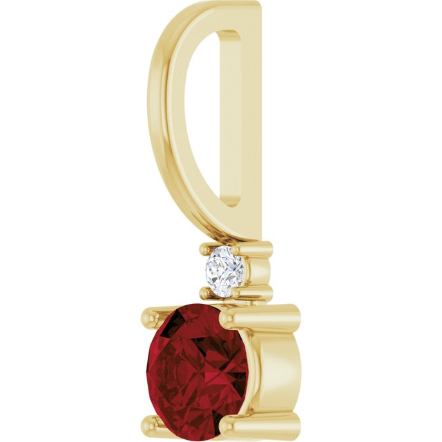 14K Natural Gemstone & .015 CT Natural Diamond Charm/Pendant