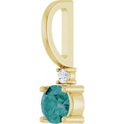 14K Natural Gemstone & .015 CT Natural Diamond Charm/Pendant