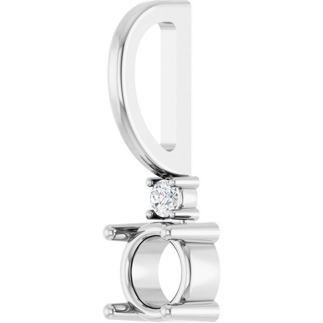 14K White 4 mm Round .015 CT Natural Diamond Semi-Set Charm/Pendant