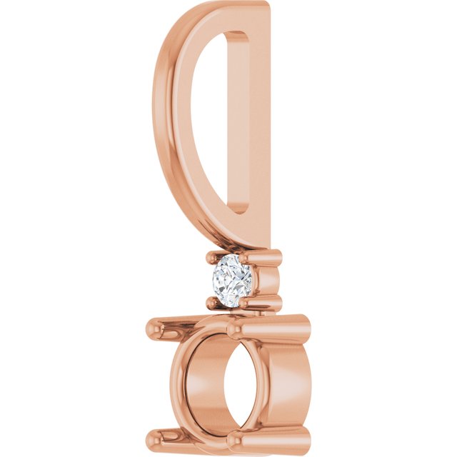 14K Rose 4 mm Round .015 CT Natural Diamond Semi-Set Charm/Pendant