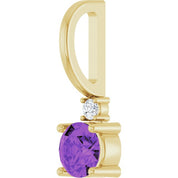 14K Natural Gemstone & .015 CT Natural Diamond Charm/Pendant