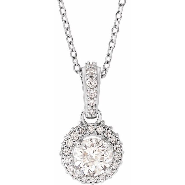 14K White 1/2 CTW Natural Diamond 18" Necklace