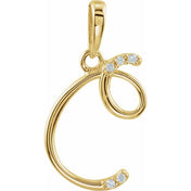 14K Yellow .025 CTW Natural Diamond Initial C Pendant