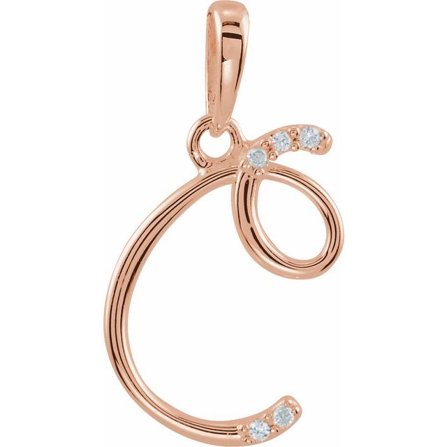 14K Rose Gold .025 CTW Natural Diamond Initial C Pendant