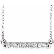 14K White 1/8 CTW Lab-Grown Diamond French-Set Bar 18" Necklace