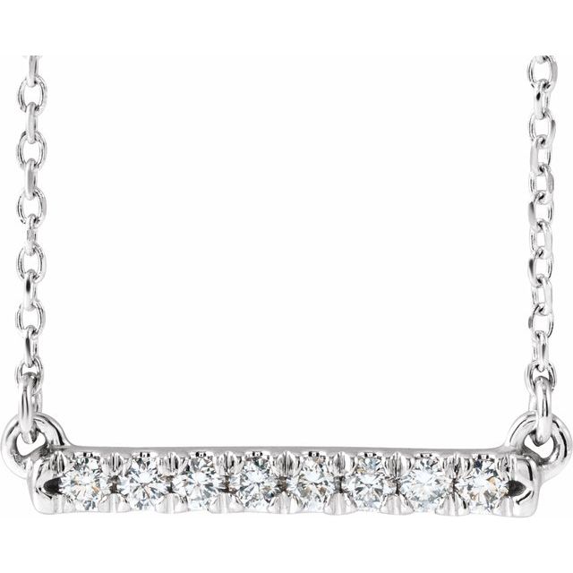 14K White 1/8 CTW Lab-Grown Diamond French-Set Bar 18" Necklace