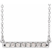 14K White 1/4 CTW Lab-Grown Diamond French-Set Bar 18" Necklace