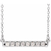 14K White 1/4 CTW Lab-Grown Diamond French-Set Bar 18" Necklace