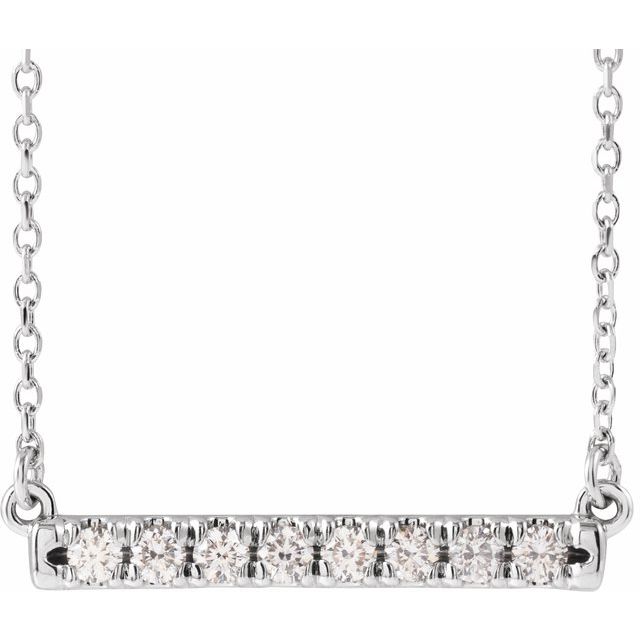 14K White 1/4 CTW Lab-Grown Diamond French-Set Bar 18" Necklace
