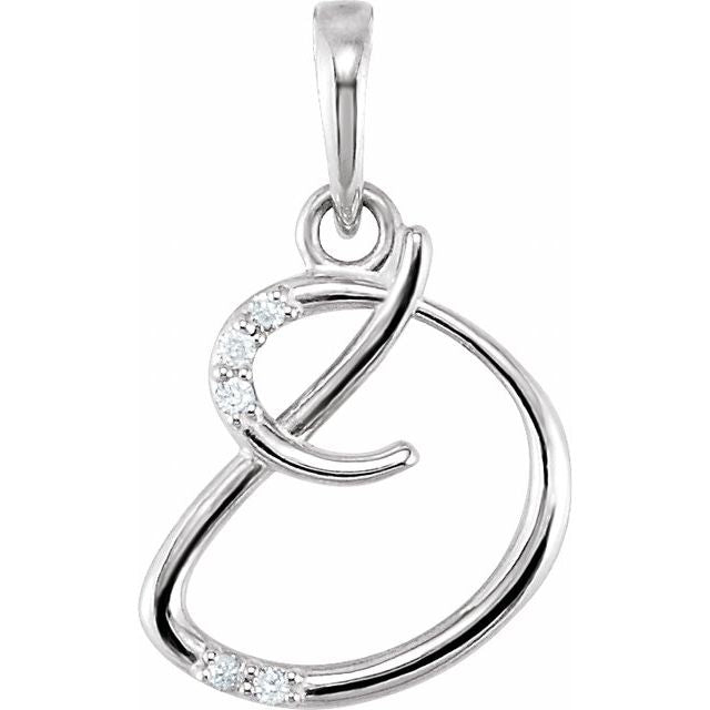 14K White Gold .025 CTW Natural Diamond Initial D Pendant - Elegant Jewelry by [Brand]