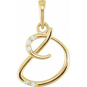 14K Yellow .025 CTW Natural Diamond Initial D Pendant