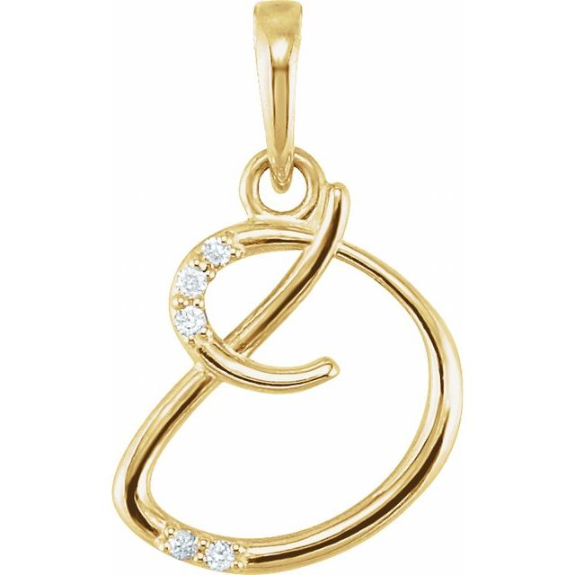 14K Yellow .025 CTW Natural Diamond Initial D Pendant