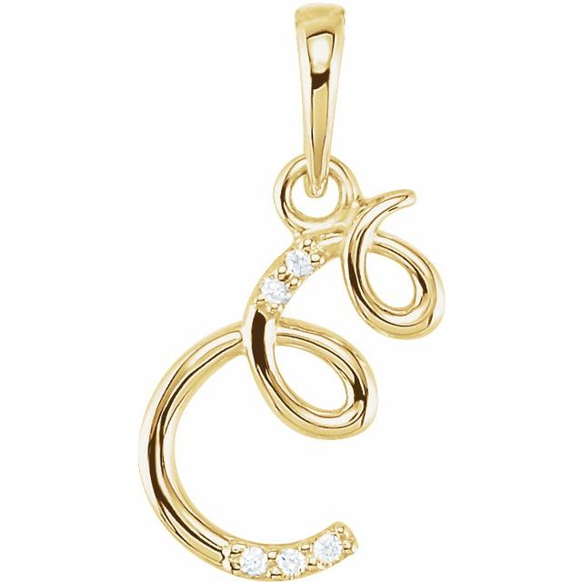 14K Yellow .025 CTW Natural Diamond Initial E Pendant