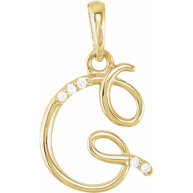 14K Yellow .025 CTW Natural Diamond Initial G Pendant