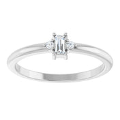 14K White .08 CTW Natural Diamond Stackable Ring