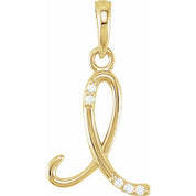 14K Yellow .025 CTW Natural Diamond Initial I Pendant