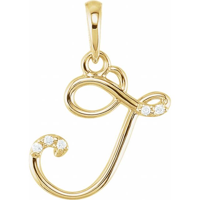 14K Yellow .025 CTW Natural Diamond Initial J Pendant