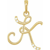 14K Yellow .025 CTW Natural Diamond Initial K Pendant