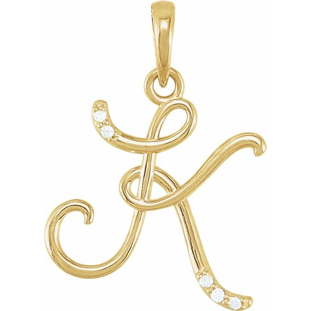 14K Yellow .025 CTW Natural Diamond Initial K Pendant