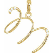 14K Yellow .025 CTW Natural Diamond Initial M Pendant