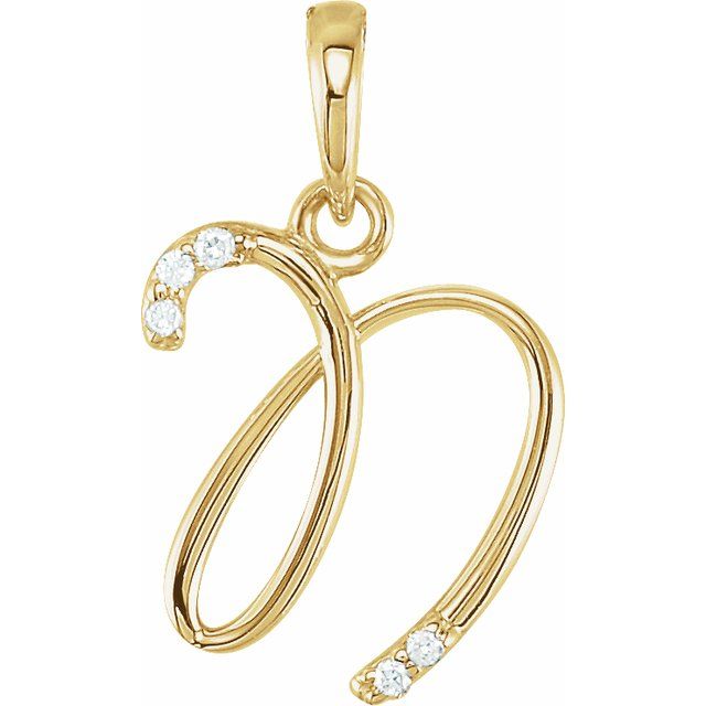 14K Yellow .025 CTW Natural Diamond Initial N Pendant